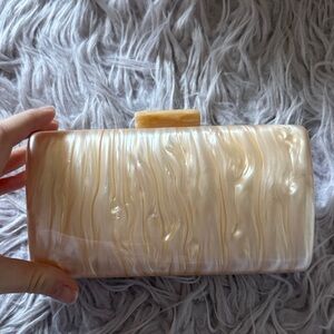 Elegant Pearl Beige Acrylic Clutch - Women Bags